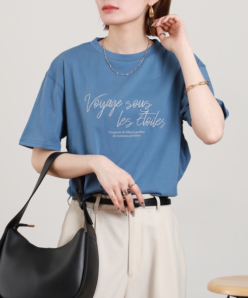 A.N.L(エーエヌエル レーベル)の「A.N.L 刺繍×プリントロゴデザインTシャツ 半袖(Tシャツ/カットソー・レディース・ブラック/ブルー/カーキ/オフホワイト・38)」の4枚目の写真