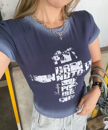 クロス風カスレロゴTシャツ