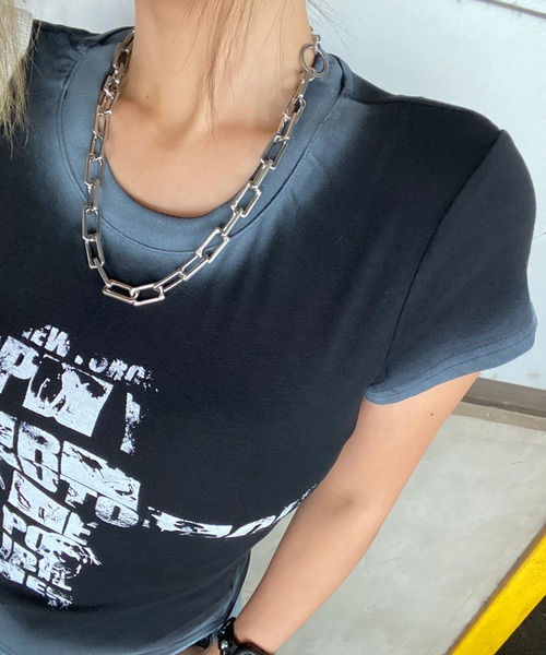 non-hedge(ノンヘッジ)の「クロス風カスレロゴTシャツ(Tシャツ/カットソー・レディース・ブラック/オフホワイト/グレー/ネイビー/レッド・FREE)」の22枚目の写真