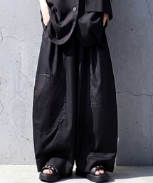 コットンギャバタックカーブパンツ - cotton gabardine tuck curved