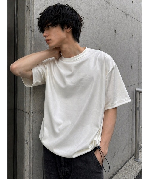 Bling Leads(ブリングリーズ)の「【Bls】 【ZM】【Bling Leads】フェイクレザ- ドローストリングTEE(Tシャツ/カットソー・メンズ・ダークブラウン/ブラウン/ホワイト/ブラック・LARGE/MEDIUM)」の1枚目の写真