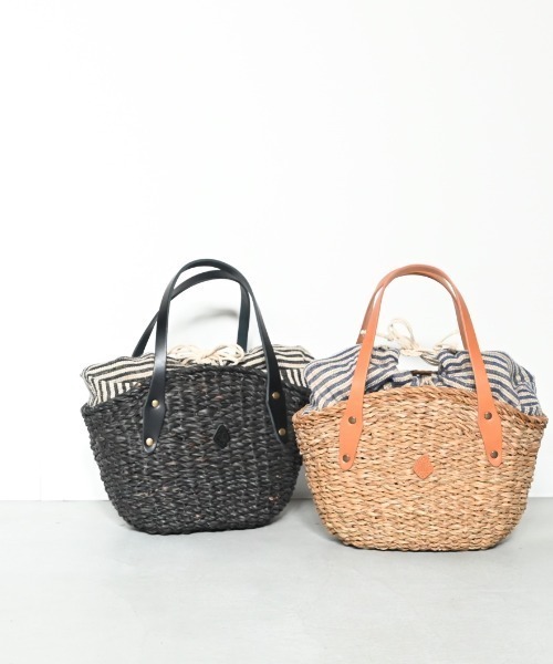 CLEDRAN(クレドラン)の「【本革ハンドル】CL3916 HAND&WORK EGG SHAPED BASKET(かごバッグ・レディース・ナチュラル/ブラック・FREE)」の2枚目の写真