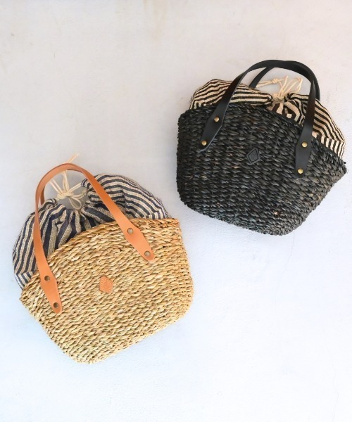 CLEDRAN(クレドラン)の「【本革ハンドル】CL3916 HAND&WORK EGG SHAPED BASKET(かごバッグ・レディース・ナチュラル/ブラック・FREE)」の9枚目の写真