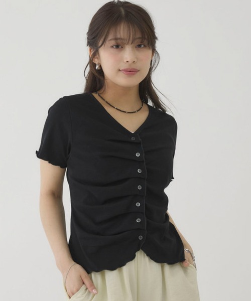 archives(アルシーヴ)の「ハーフスリーブフロントタックカットTOPS(Tシャツ/カットソー・レディース・オートミール/レッド/ブラック/Cream・MEDIUM)」の18枚目の写真