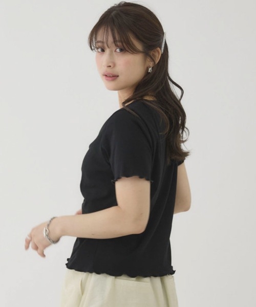 archives(アルシーヴ)の「ハーフスリーブフロントタックカットTOPS(Tシャツ/カットソー・レディース・オートミール/レッド/ブラック/Cream・MEDIUM)」の16枚目の写真