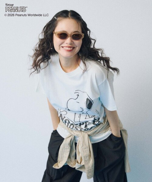 WHIMSIC(ウィムジック)の「【UNISEX/2サイズ展開】PEANUTS PRINT T-SHIRT(Tシャツ/カットソー・メンズ・ブラウン/ピンク/ホワイト/グレー/イエロー・1/2)」の1枚目の写真