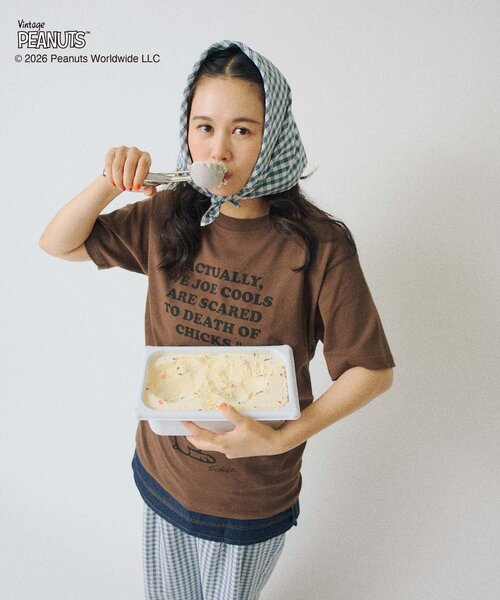 WHIMSIC(ウィムジック)の「【UNISEX/2サイズ展開】PEANUTS PRINT T-SHIRT(Tシャツ/カットソー・メンズ・ブラウン/ピンク/ホワイト/グレー/イエロー・1/2)」の14枚目の写真