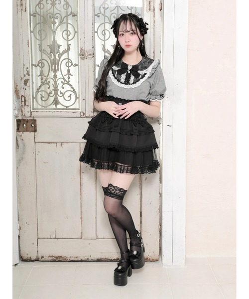 NOEMIE(ノエミー)の「ハートビジューヨークレースアップフリルブラウス(Tシャツ/カットソー・レディース・ブルー系その他/ピンク系その他・M)」の12枚目の写真