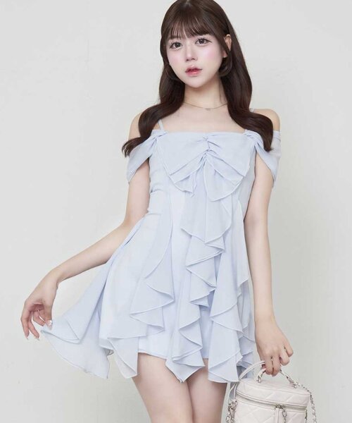 Belle Charme(ベルシャルム)の「【Belle Charme】Frill Cami Tunic Onepiece(ワンピース・レディース・ピンク/ブラック/サックスブルー・FREE)」の2枚目の写真
