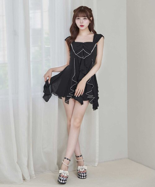 Belle Charme(ベルシャルム)の「【Belle Charme】Frill Cami Tunic Onepiece(ワンピース・レディース・ピンク/ブラック/サックスブルー・FREE)」の9枚目の写真