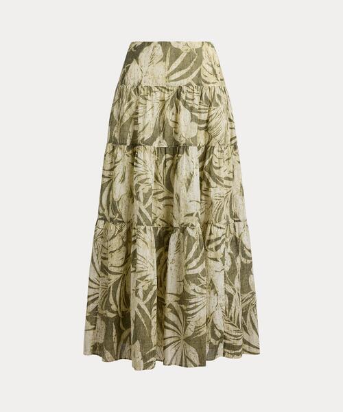 LAUREN RALPH LAUREN(ローレン ラルフ ローレン)の「パームフロンドプリント ボイル ティアード スカート(スカート・レディース・グリーン系2・2/0/4/6/00)」の2枚目の写真