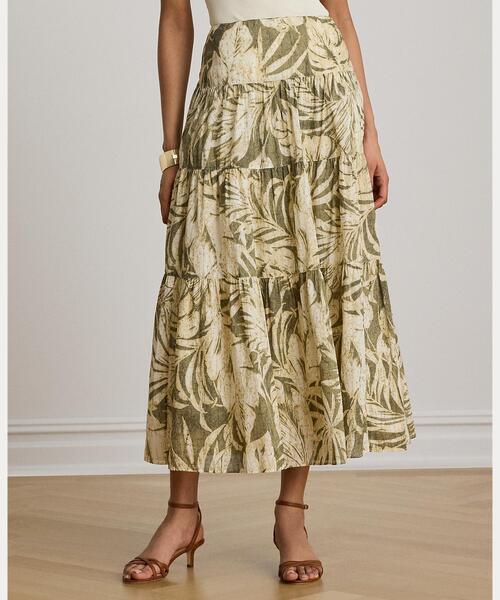 LAUREN RALPH LAUREN(ローレン ラルフ ローレン)の「パームフロンドプリント ボイル ティアード スカート(スカート・レディース・グリーン系2・2/0/4/6/00)」の3枚目の写真