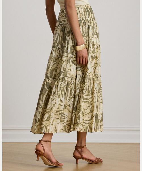 LAUREN RALPH LAUREN(ローレン ラルフ ローレン)の「パームフロンドプリント ボイル ティアード スカート(スカート・レディース・グリーン系2・2/0/4/6/00)」の4枚目の写真