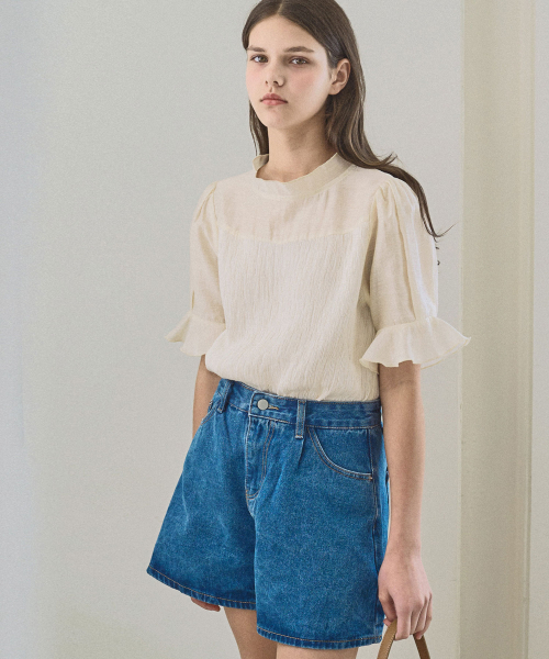 SLOWLOLLI（スローローリ）の「Mixed layered blouse_2 Colors（シャツ/ブラウス・レディース・ブラック/アイボリー・FREE）」の5枚目の写真