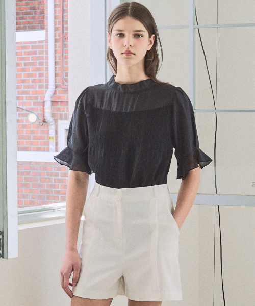 SLOWLOLLI（スローローリ）の「Mixed layered blouse_2 Colors（シャツ/ブラウス・レディース・ブラック/アイボリー・FREE）」の7枚目の写真