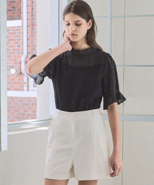 SLOWLOLLI（スローローリ）の「Mixed layered blouse_2 Colors（シャツ/ブラウス・レディース・ブラック/アイボリー・FREE）」の9枚目の写真