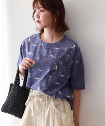 EMAGO ヨット刺繍ブラウス 5分袖