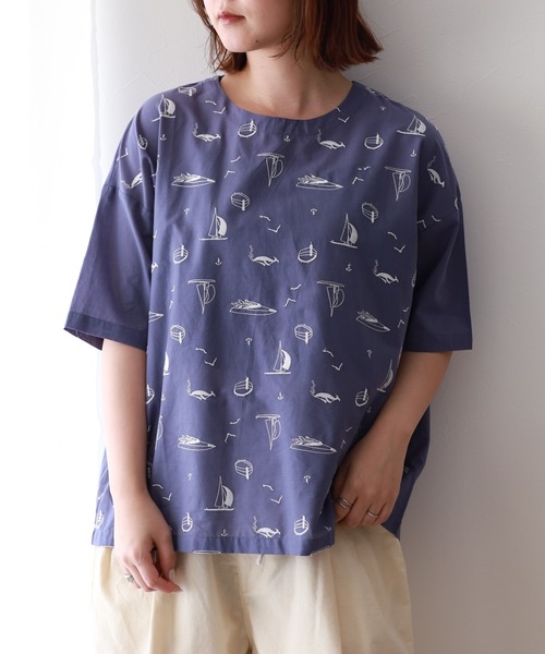Emago（イマゴ）の「EMAGO ﾖｯﾄ刺繍ﾌﾞﾗｳｽ 5分袖（シャツ/ブラウス・レディース・パープル/グレー/ブラック・FREE）」の14枚目の写真
