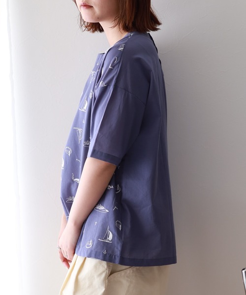 Emago（イマゴ）の「EMAGO ﾖｯﾄ刺繍ﾌﾞﾗｳｽ 5分袖（シャツ/ブラウス・レディース・パープル/グレー/ブラック・FREE）」の15枚目の写真