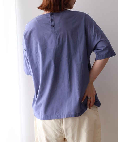Emago（イマゴ）の「EMAGO ﾖｯﾄ刺繍ﾌﾞﾗｳｽ 5分袖（シャツ/ブラウス・レディース・パープル/グレー/ブラック・FREE）」の4枚目の写真