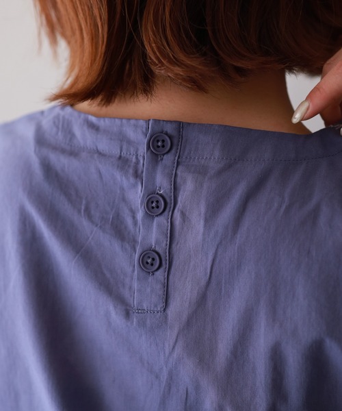 Emago（イマゴ）の「EMAGO ﾖｯﾄ刺繍ﾌﾞﾗｳｽ 5分袖（シャツ/ブラウス・レディース・パープル/グレー/ブラック・FREE）」の5枚目の写真