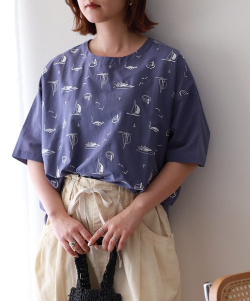 Emago（イマゴ）の「EMAGO ﾖｯﾄ刺繍ﾌﾞﾗｳｽ 5分袖（シャツ/ブラウス・レディース・パープル/グレー/ブラック・FREE）」の10枚目の写真