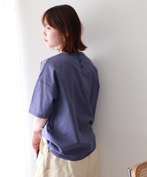 Emago（イマゴ）の「EMAGO ﾖｯﾄ刺繍ﾌﾞﾗｳｽ 5分袖（シャツ/ブラウス・レディース・パープル/グレー/ブラック・FREE）」の11枚目の写真