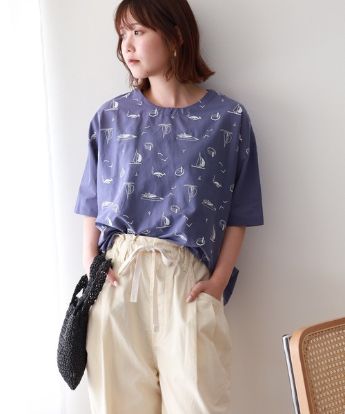 Emago（イマゴ）の「EMAGO ﾖｯﾄ刺繍ﾌﾞﾗｳｽ 5分袖（シャツ/ブラウス・レディース・パープル/グレー/ブラック・FREE）」の21枚目の写真