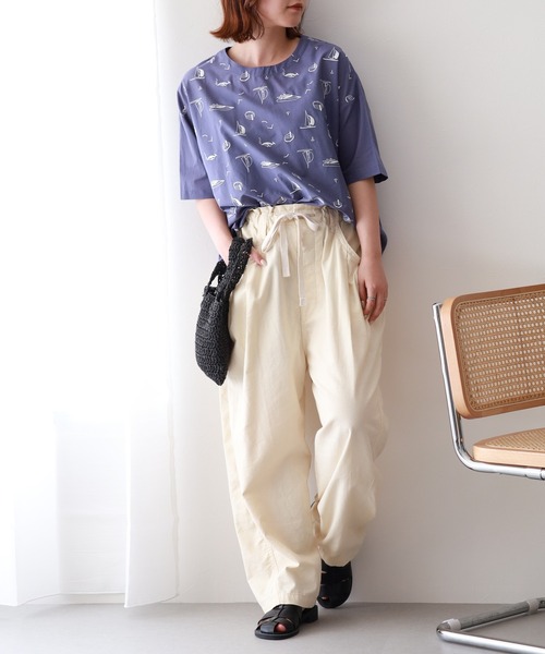 Emago（イマゴ）の「EMAGO ﾖｯﾄ刺繍ﾌﾞﾗｳｽ 5分袖（シャツ/ブラウス・レディース・パープル/グレー/ブラック・FREE）」の12枚目の写真