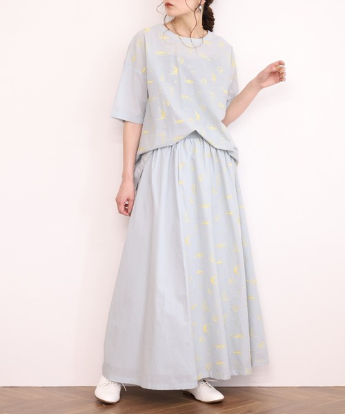 Emago（イマゴ）の「EMAGO ﾖｯﾄ刺繍ﾌﾞﾗｳｽ 5分袖（シャツ/ブラウス・レディース・パープル/グレー/ブラック・FREE）」の17枚目の写真