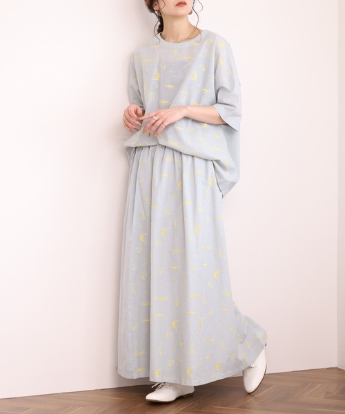 Emago（イマゴ）の「EMAGO ﾖｯﾄ刺繍ﾌﾞﾗｳｽ 5分袖（シャツ/ブラウス・レディース・パープル/グレー/ブラック・FREE）」の18枚目の写真