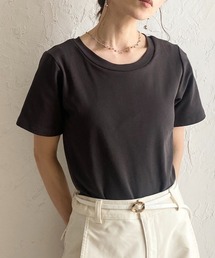 半袖 無地 コンパクト Uネック カップ付きTシャツ