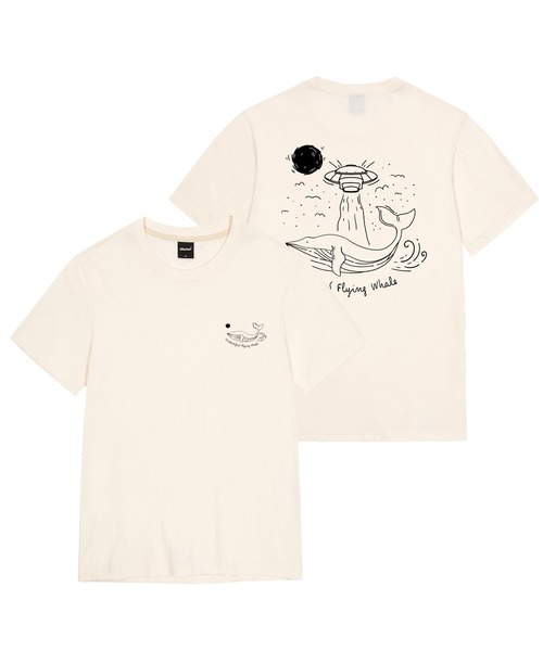 OKSTAR(オクスター)の「宇宙船クジラ半袖(Tシャツ/カットソー・レディース・ホワイト/ブラック/ネイビー/グレー/ダークグリーン/ダークブルー/クリーム/ライトグレー/ライトベージュ/ダークグレー/カーキ・SMALL/MEDIUM/LARGE/X-LARGE/2XL/3XL/4XL)」の6枚目の写真