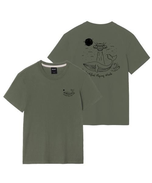 OKSTAR(オクスター)の「宇宙船クジラ半袖(Tシャツ/カットソー・レディース・ホワイト/ブラック/ネイビー/グレー/ダークグリーン/ダークブルー/クリーム/ライトグレー/ライトベージュ/ダークグレー/カーキ・SMALL/MEDIUM/LARGE/X-LARGE/2XL/3XL/4XL)」の12枚目の写真
