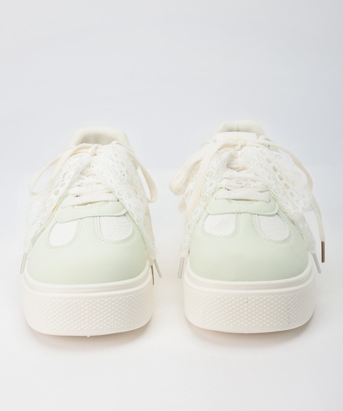 Lace Ladies(レースレディース)の「レースリボン サイド ライン 厚底 スニーカー(スニーカー・レディース・アイボリー/ピンク/グリーン・23cm/23.5cm/24cm/24.5cm/25cm/22.5cm)」の13枚目の写真
