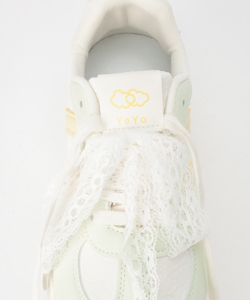 Lace Ladies(レースレディース)の「レースリボン サイド ライン 厚底 スニーカー(スニーカー・レディース・アイボリー/ピンク/グリーン・23cm/23.5cm/24cm/24.5cm/25cm/22.5cm)」の20枚目の写真