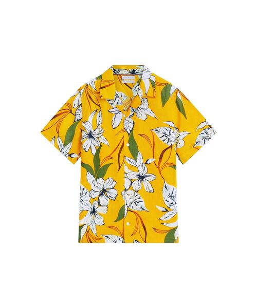 TOMMY HILFIGER(トミーヒルフィガー)の「リネンリゾートプリントショートスリーブシャツ(シャツ/ブラウス・メンズ・マルチ/イエロー系その他2・MEDIUM/LARGE/X-LARGE/SMALL)」の5枚目の写真