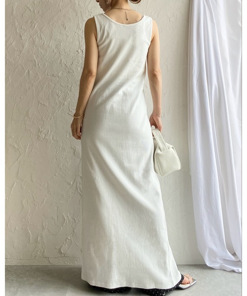 She's Closet(シーズクローゼット)の「ノースリーブ タイト ロング丈 ツイスト フロントスリット タンクトップリブワンピース(ワンピース・レディース・ブラック/グレー/ホワイト・FREE)」の16枚目の写真