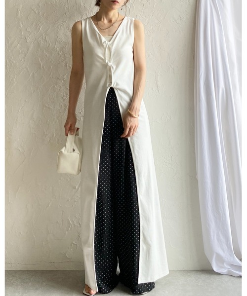 She's Closet(シーズクローゼット)の「ノースリーブ タイト ロング丈 ツイスト フロントスリット タンクトップリブワンピース(ワンピース・レディース・ブラック/グレー/ホワイト・FREE)」の11枚目の写真