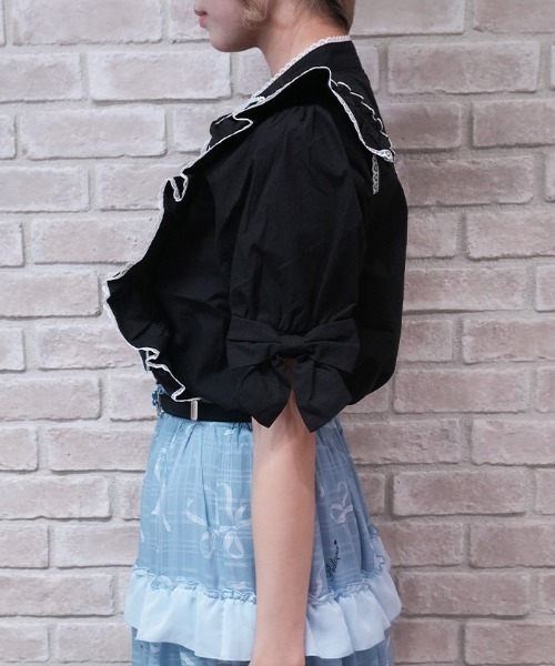 axes femme POETIQUE（アクシーズファムポエティック）の「トロワリボンＢＬ（シャツ/ブラウス・レディース・ミント/ブラック/ホワイト・MEDIUM）」の5枚目の写真