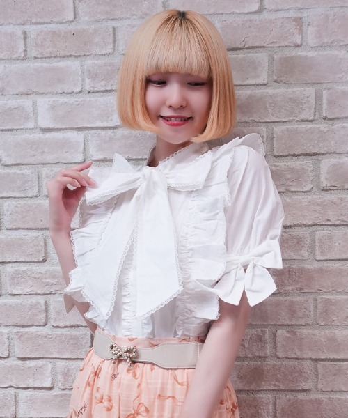 axes femme POETIQUE（アクシーズファムポエティック）の「トロワリボンＢＬ（シャツ/ブラウス・レディース・ミント/ブラック/ホワイト・MEDIUM）」の14枚目の写真