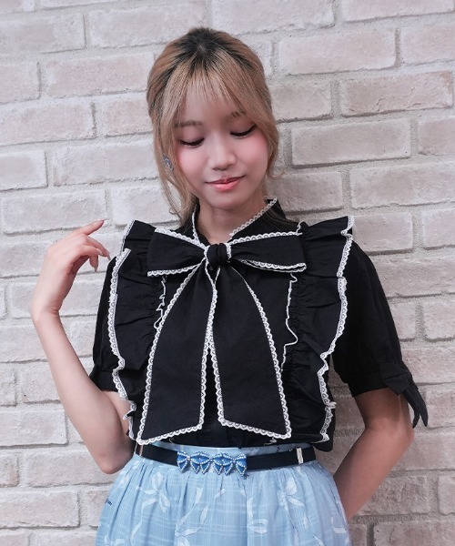 axes femme POETIQUE（アクシーズファムポエティック）の「トロワリボンＢＬ（シャツ/ブラウス・レディース・ミント/ブラック/ホワイト・MEDIUM）」の17枚目の写真