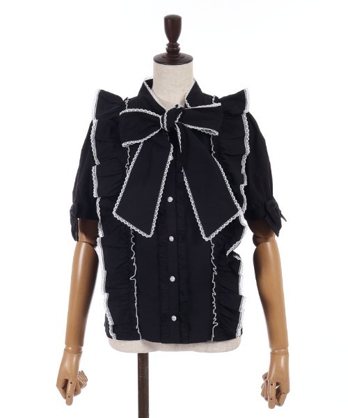 axes femme POETIQUE（アクシーズファムポエティック）の「トロワリボンＢＬ（シャツ/ブラウス・レディース・ミント/ブラック/ホワイト・MEDIUM）」の18枚目の写真