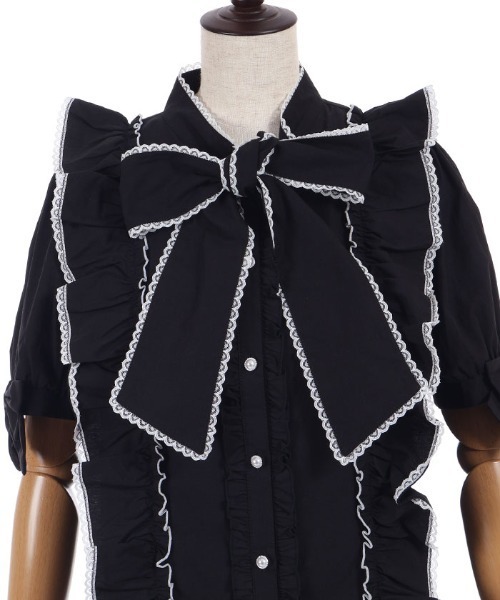 axes femme POETIQUE（アクシーズファムポエティック）の「トロワリボンＢＬ（シャツ/ブラウス・レディース・ミント/ブラック/ホワイト・MEDIUM）」の21枚目の写真