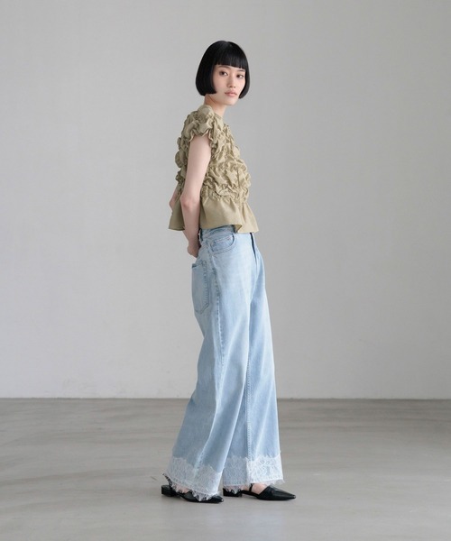 LOWRYS FARM（ローリーズファーム）の「シャーリングブラウスフレンチスリーブ　1046442（シャツ/ブラウス・レディース・ベージュ/ブラック/ピンク/ホワイト・FREE）」の13枚目の写真