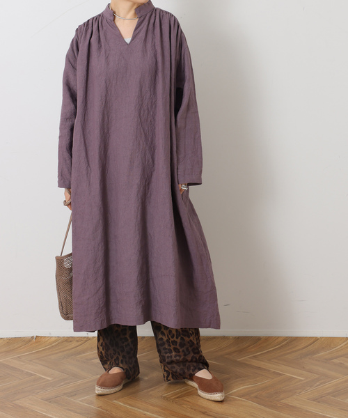 JOURNAL STANDARD LUXE(ジャーナルスタンダード ラックス)の「40リネン トニーワンピース(ワンピース・レディース・パープル/ベージュ/ブラック・FREE)」の3枚目の写真