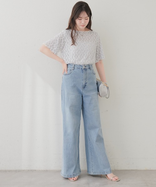 natural couture(ナチュラルクチュール)の「ゆるストレートストレッチセルフカットデニムパンツ(デニムパンツ・レディース・サックスブルー/ブルー/ブラウン・MEDIUM/SMALL/LARGE)」の16枚目の写真