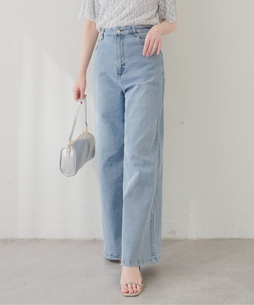 natural couture(ナチュラルクチュール)の「ゆるストレートストレッチセルフカットデニムパンツ(デニムパンツ・レディース・サックスブルー/ブルー/ブラウン・MEDIUM/SMALL/LARGE)」の17枚目の写真