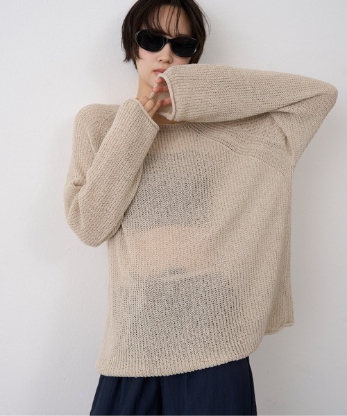 NUJOH(ヌゾ)の「Sheer Loose Knit Pullover / シアールーズニットプルオーバー(ニット/セーター・レディース・ベージュ/ホワイト/ライトブルー/ブラウン/ブラック/オリーブ・FREE)」の1枚目の写真