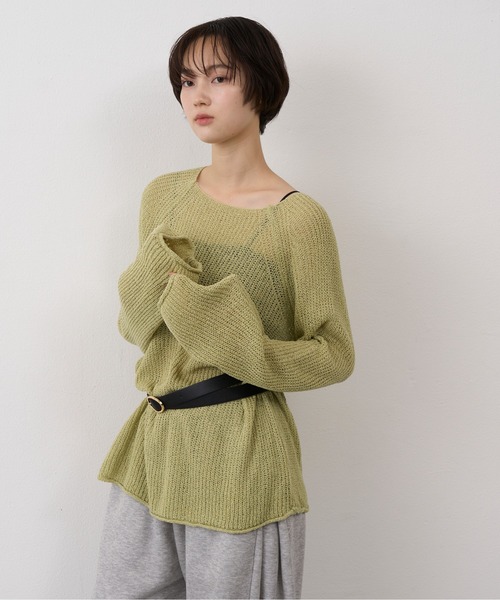NUJOH(ヌゾ)の「Sheer Loose Knit Pullover / シアールーズニットプルオーバー(ニット/セーター・レディース・ベージュ/ホワイト/ライトブルー/ブラウン/ブラック/オリーブ・FREE)」の5枚目の写真